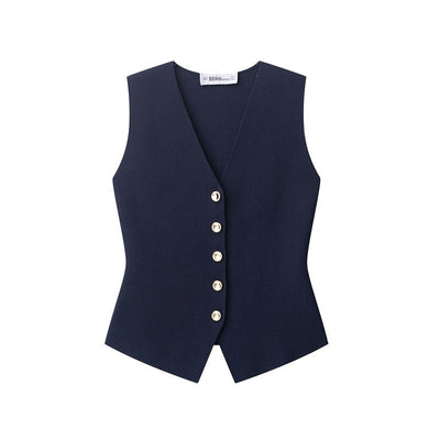Women's sleeveless vest with gold buttons - Saray