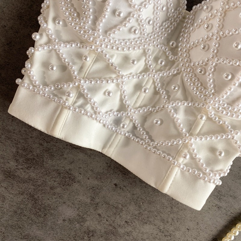 Women's bustier top with black rhinestones - Anastacia