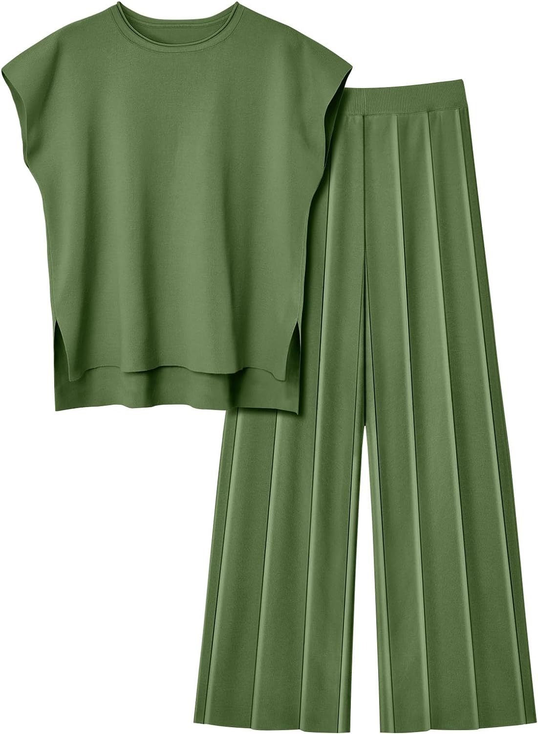 Fluid sleeveless top and pleated pants set - Oriane