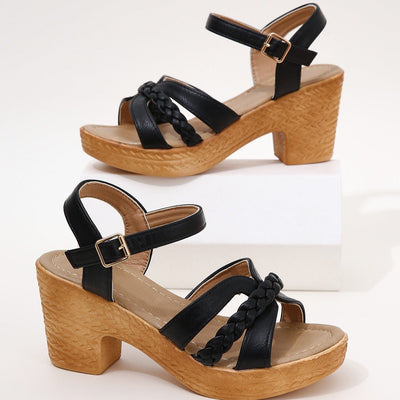 Medium heel sandals with braid - Aveline