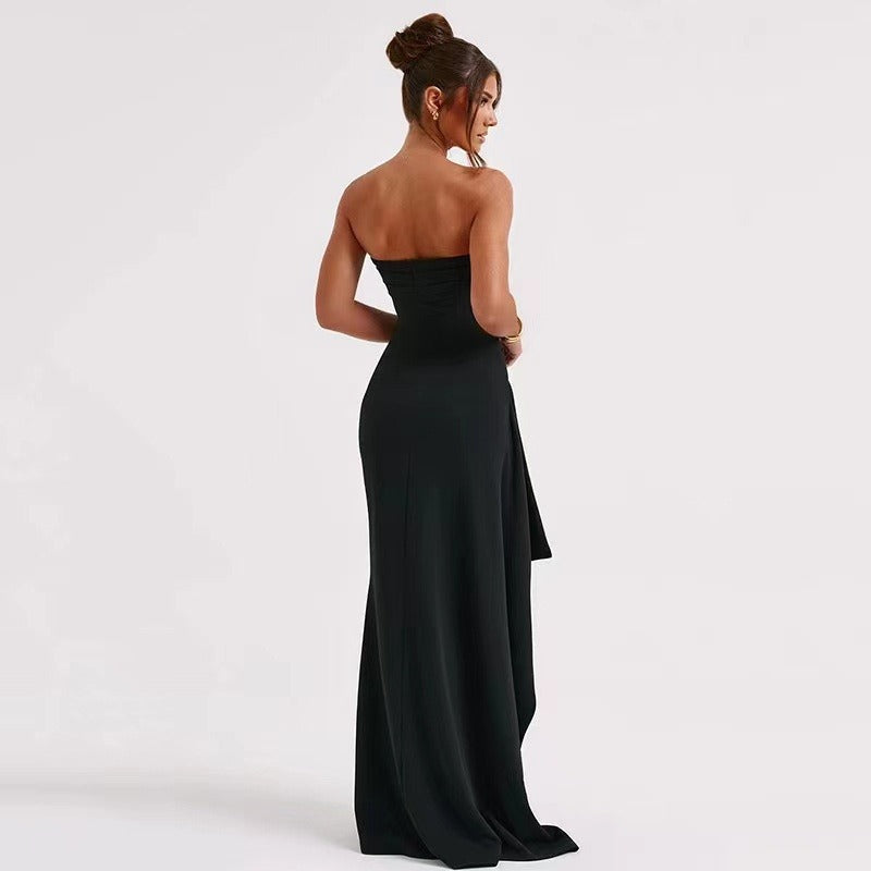 Long elegant woman dress with high slit - Noémie