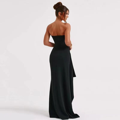 Long elegant woman dress with high slit - Noémie