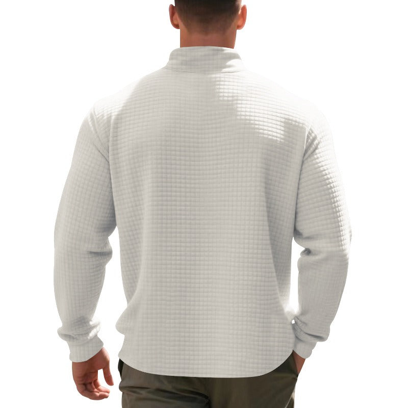 Men's sweater, half-zip collar, waffle texture - Taren
