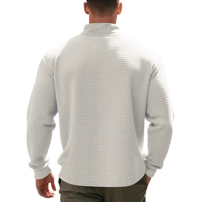 Men's sweater, half-zip collar, waffle texture - Taren