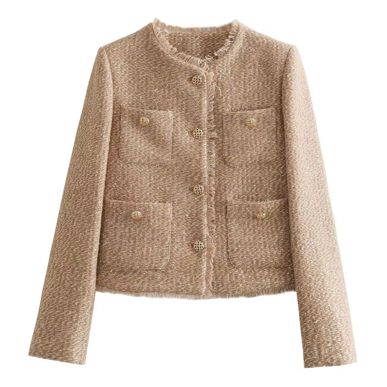 Women's tweed jacket classic cut double breasted - Heidy