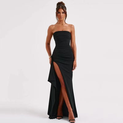 Long elegant woman dress with high slit - Noémie