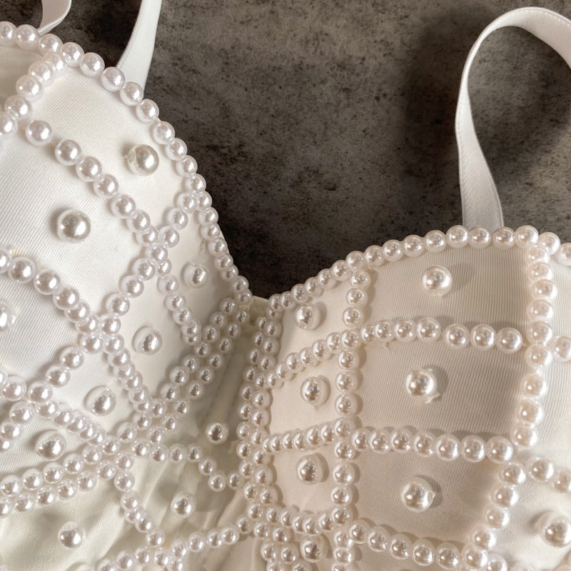 Women's bustier top with black rhinestones - Anastacia