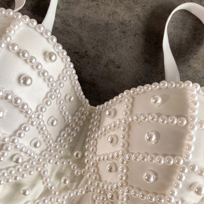 Women's bustier top with black rhinestones - Anastacia