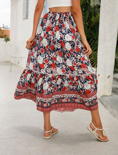 Women's long skirt bohemian floral print - Vianey