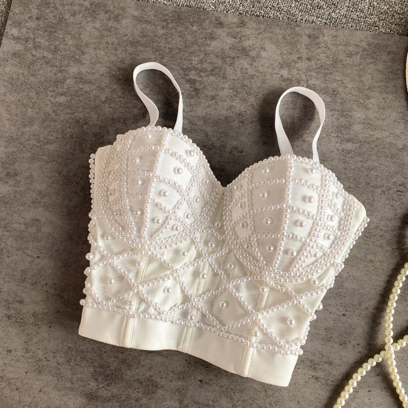 Women's bustier top with black rhinestones - Anastacia