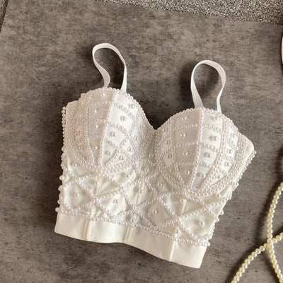 Women's bustier top with black rhinestones - Anastacia