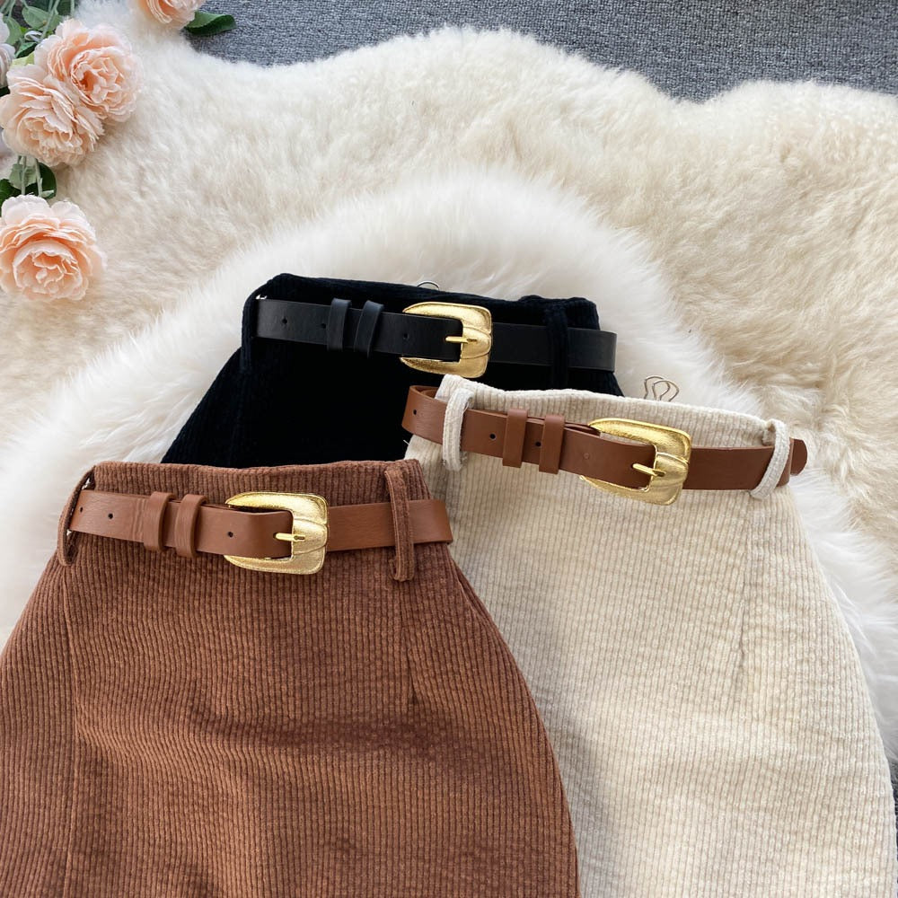 Corduroy pencil skirt with belt - Liora