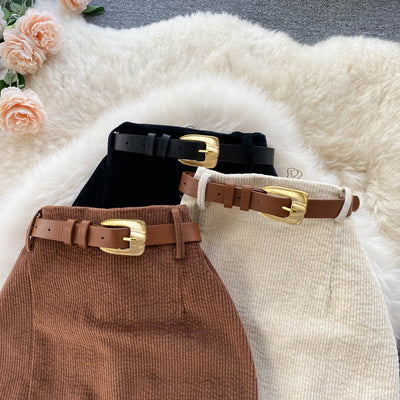 Corduroy pencil skirt with belt - Liora