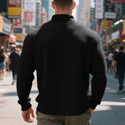 Men's sweater, half-zip collar, waffle texture - Taren