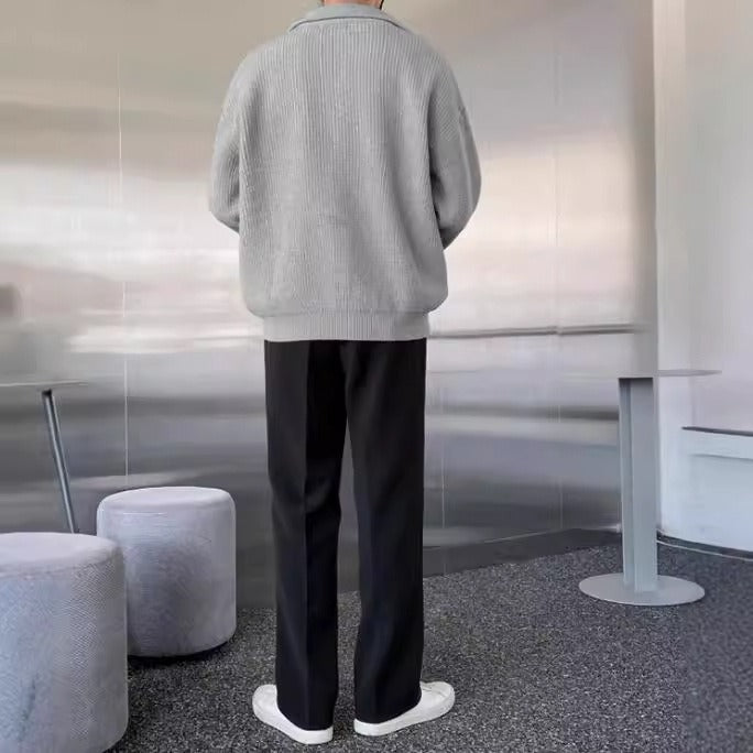 Men's ribbed zipper turtleneck sweater - Nils