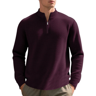 Men's sweater, half-zip collar, waffle texture - Taren