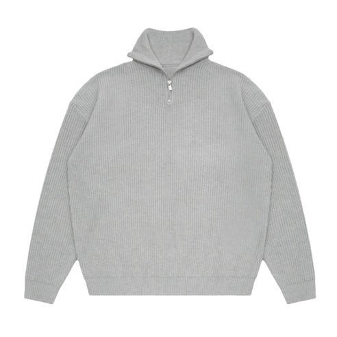 Men's ribbed zipper turtleneck sweater - Nils