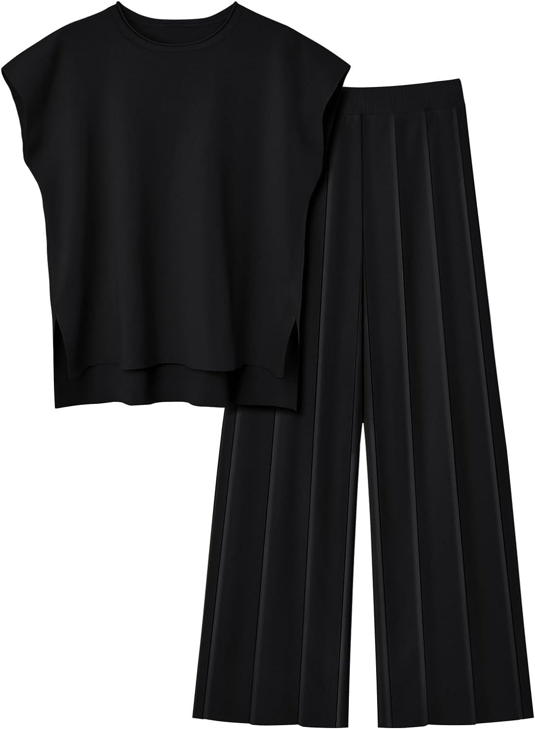 Fluid sleeveless top and pleated pants set - Oriane