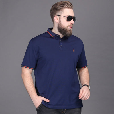 Men's classic cotton pique contrast collar polo shirt - Henrik