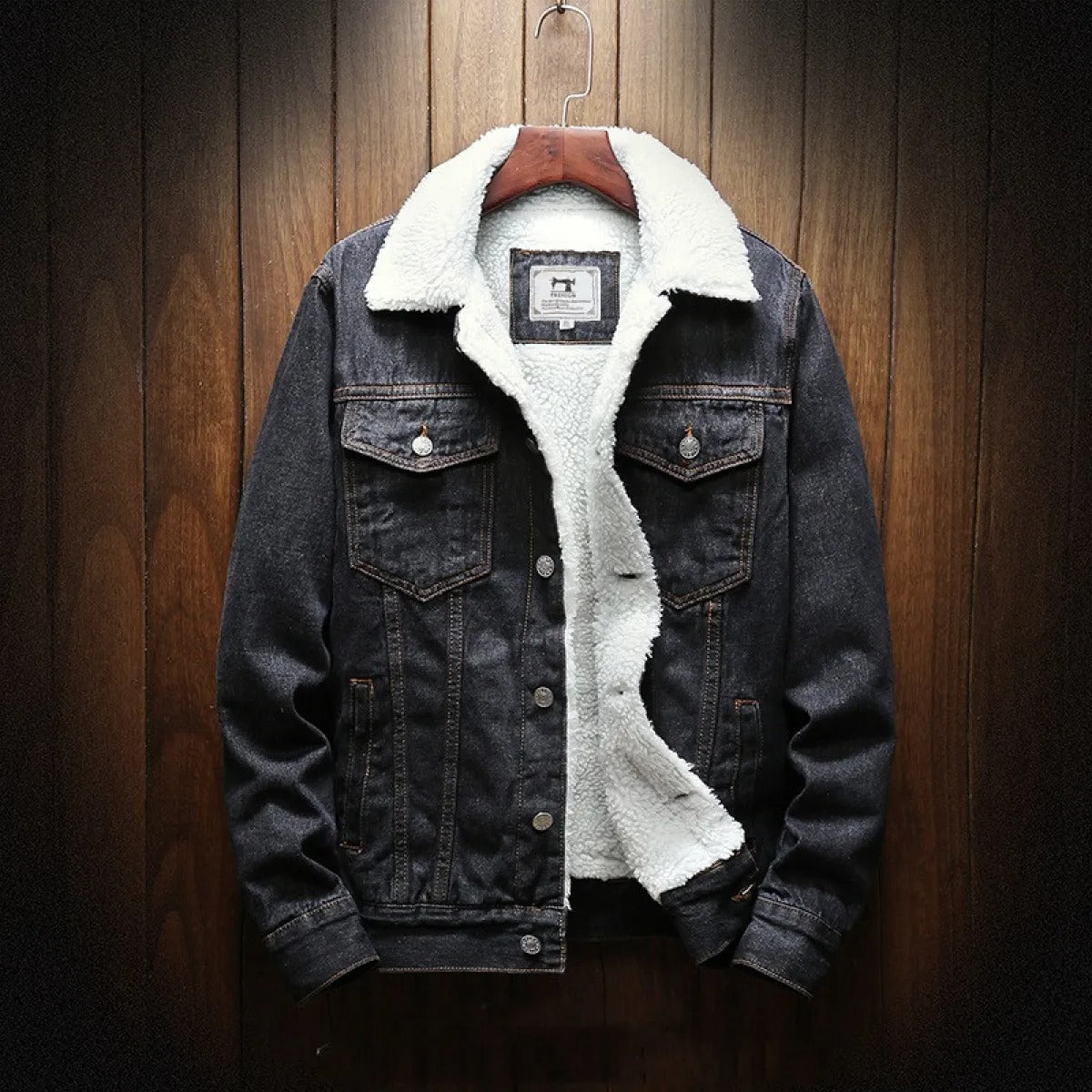 Men's denim jacket with fleece lining - Lior
