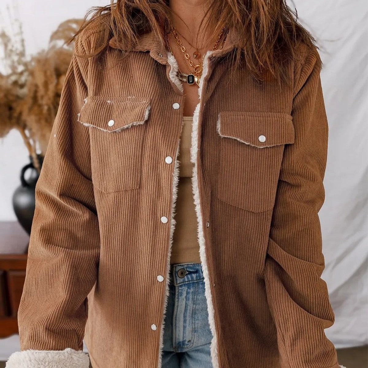 Corduroy lined jacket for women - Liora