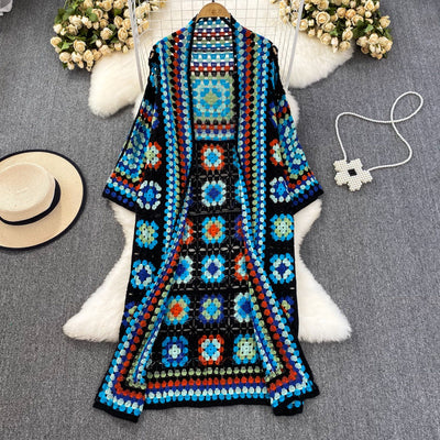 Handmade crochet kimono woman long bohemian style - Nahla