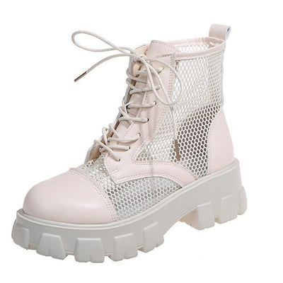 Women's military boots mesh panels - Lioré