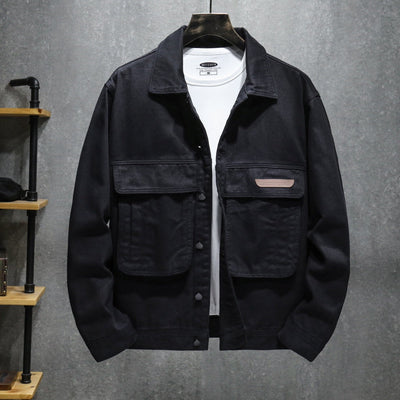 Men's black utility style jacket with large pockets - Hektor