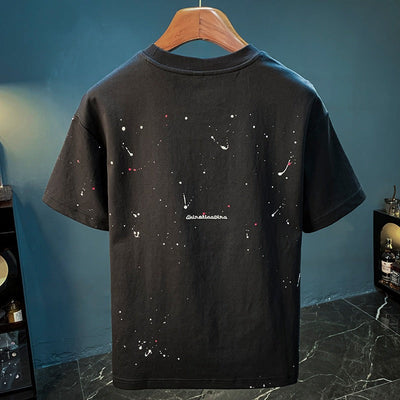 Men's printed cotton t-shirt with splashed urban style - Dalvio