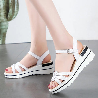 Minimalist Crossed Women's Platform Sandals - Irina
