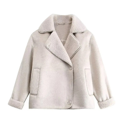 Women's short fur effect coat with fleece lining - Cloe