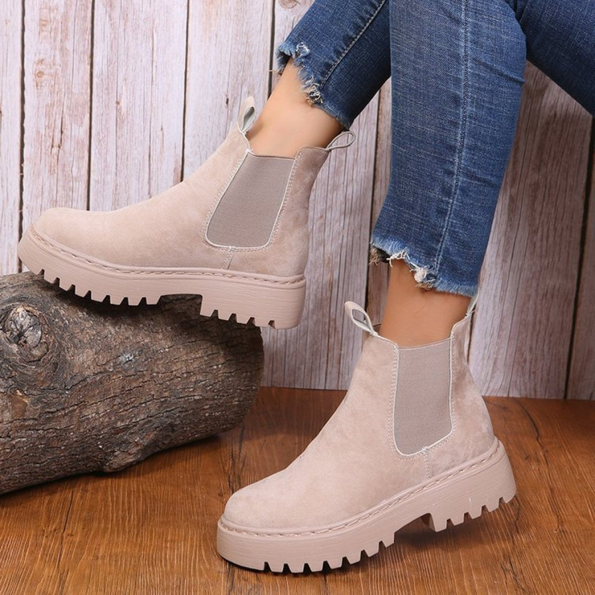 Women's chelsea style elastic side platform boots - Maren