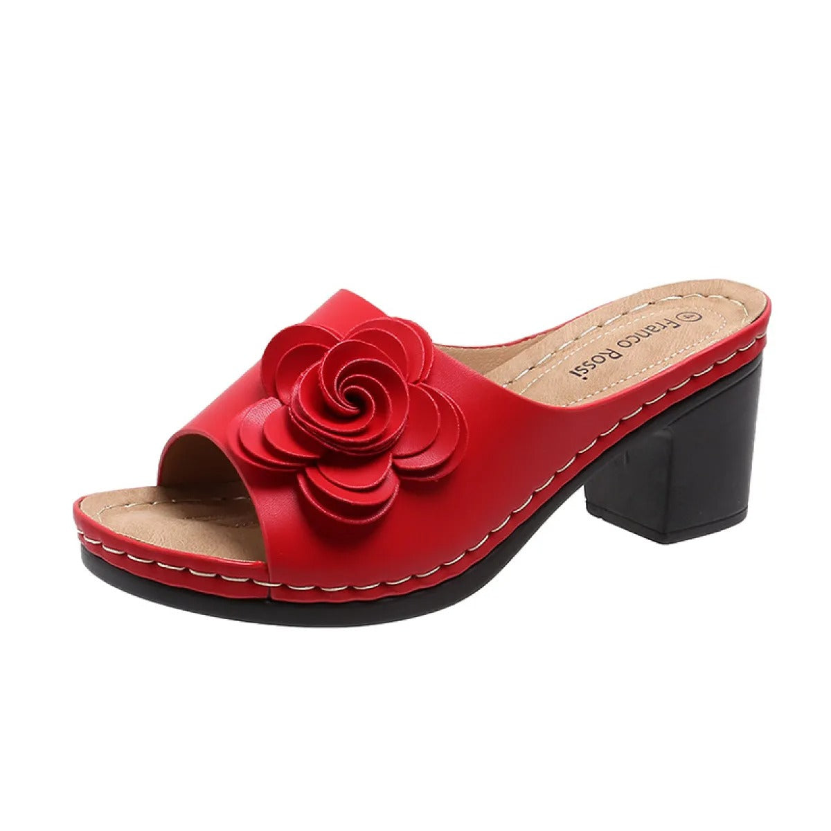 Women's Mid Heel Sandals Floral Applique Elegant - Noemi