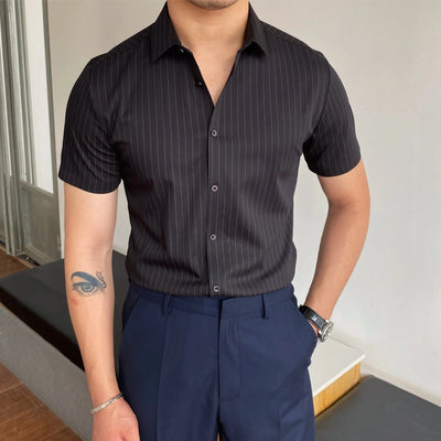 Men's short sleeve striped formal fitted shirt - Isandro