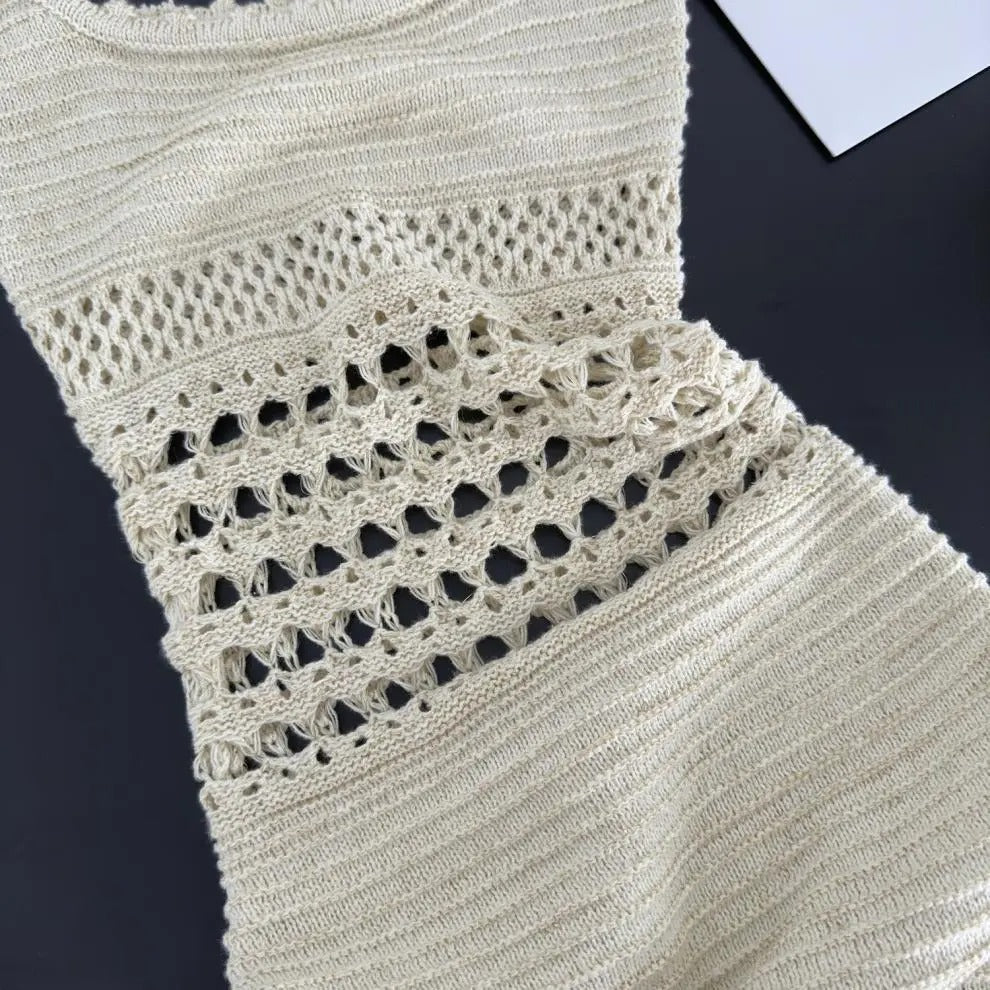 Fitted openwork knitted midi dress - Danira