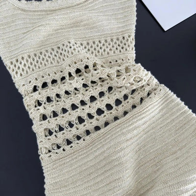 Fitted openwork knitted midi dress - Danira