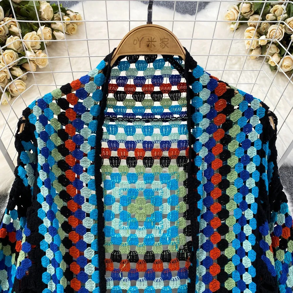 Handmade crochet kimono woman long bohemian style - Nahla