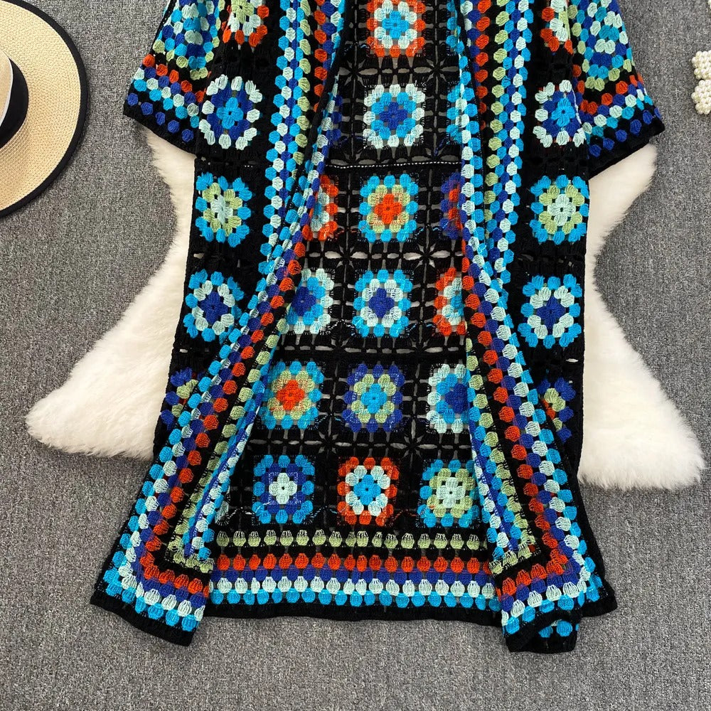 Handmade crochet kimono woman long bohemian style - Nahla