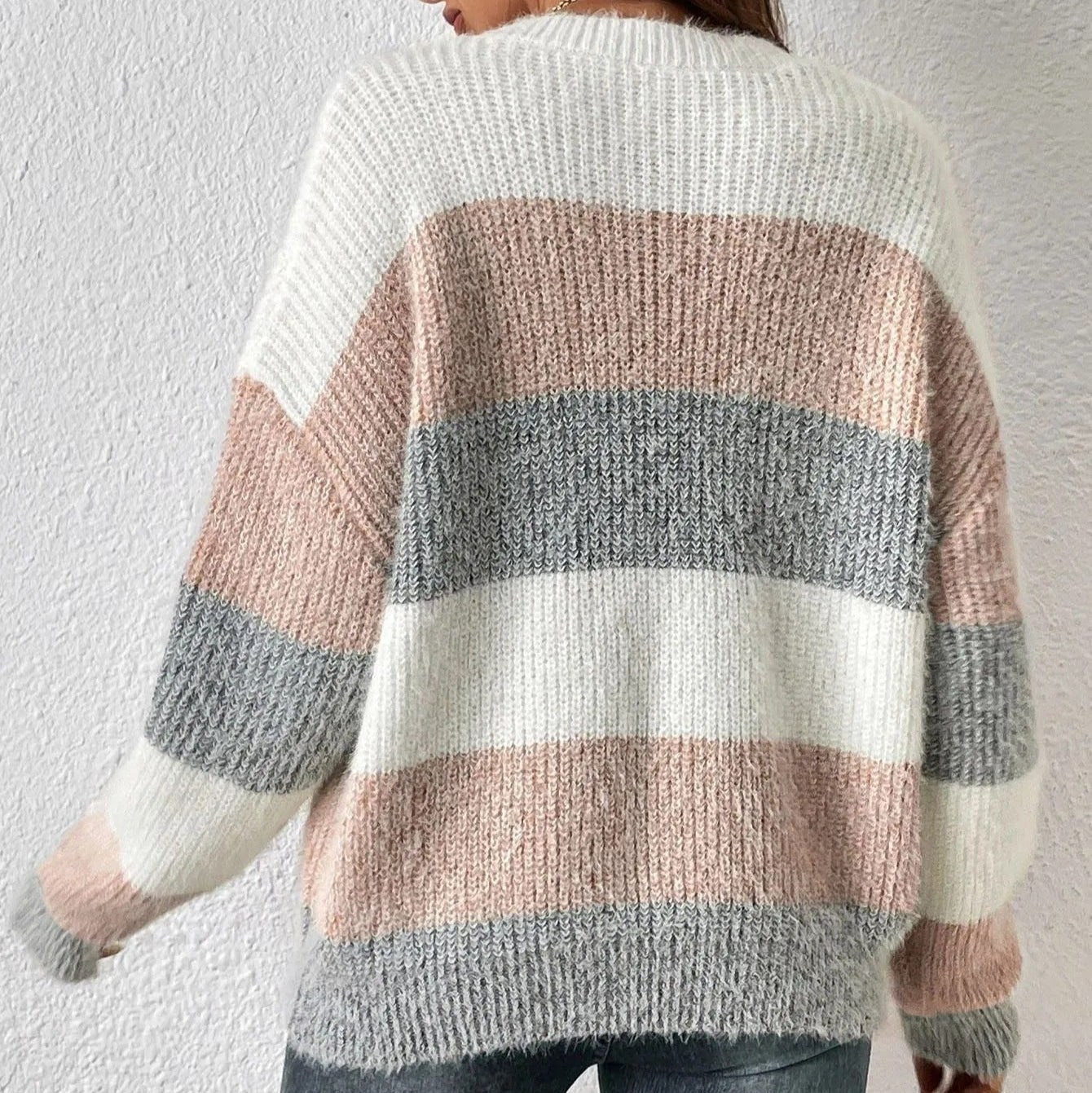 Chunky knit sweater with wide stripes - Maelis