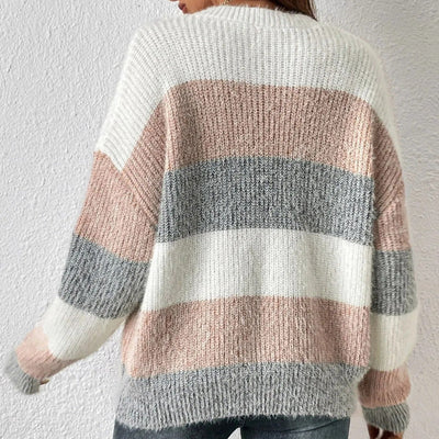 Chunky knit sweater with wide stripes - Maelis