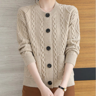 Women's knitted cardigan with large buttons - Liora