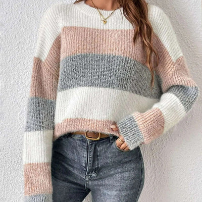 Chunky knit sweater with wide stripes - Maelis