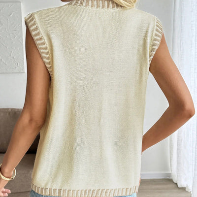 V-neck sleeveless knitted sleeveless vest for women - Ameline
