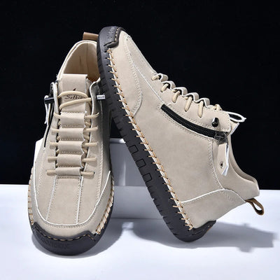 Men's synthetic leather sneakers side zipper urban style - Aksel