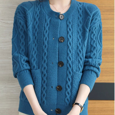 Women's knitted cardigan with large buttons - Liora