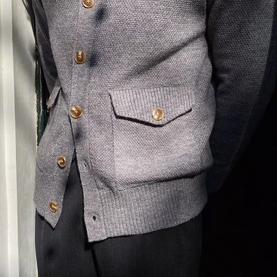 Chunky knit cardigan with turtleneck - Moose