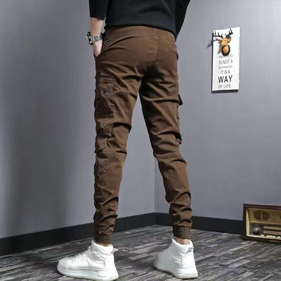 Men's cargo pants cotton slim fit side pockets - Marius