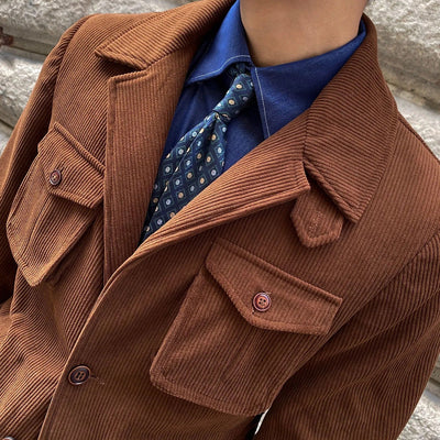 Corduroy men's blazer with utility pockets classic cut - Dino