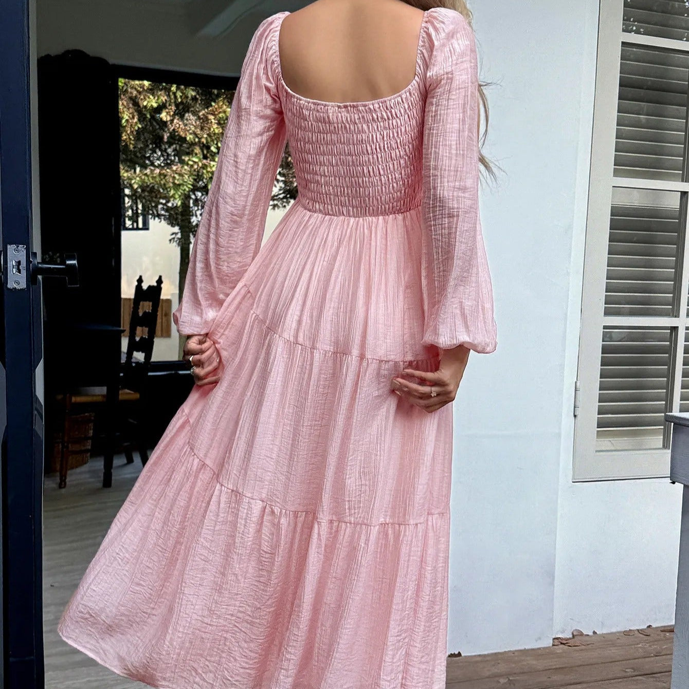 Long dress with square neckline - Liora