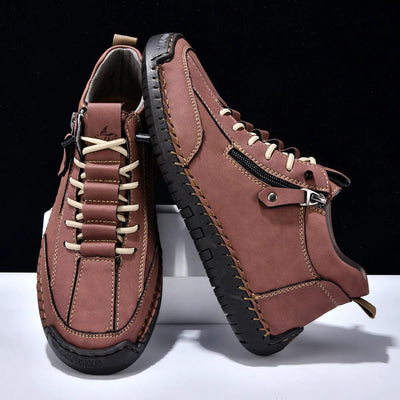 Men's synthetic leather sneakers side zipper urban style - Aksel